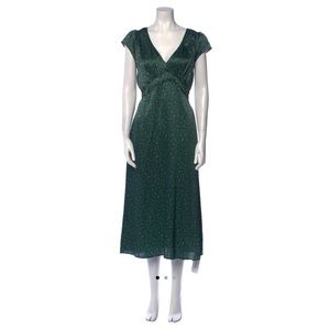 Reformation Kaye Silk Dress in Coriander Green Floral